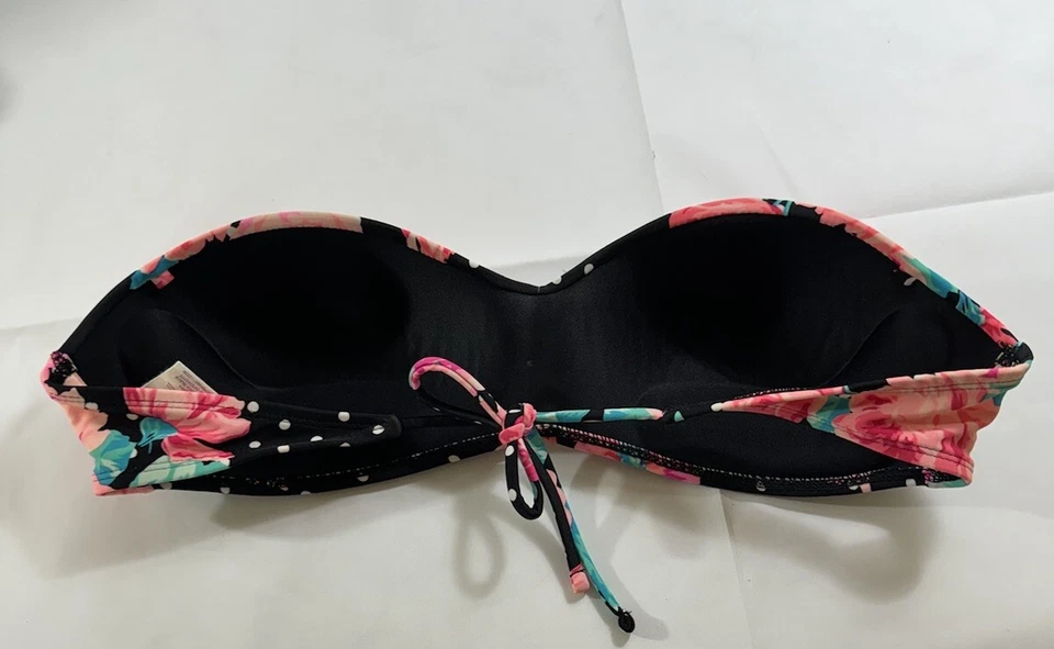 Sujetador de bikini SOLO talla L (11-13) OCEAN PACIFIC OP floral rosa negro blanco lunares Foto 2 de 3