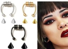 1 Set Surgical steel Non-Piercing Magnetic Fake Septum Nose Ring  Studs Segment
