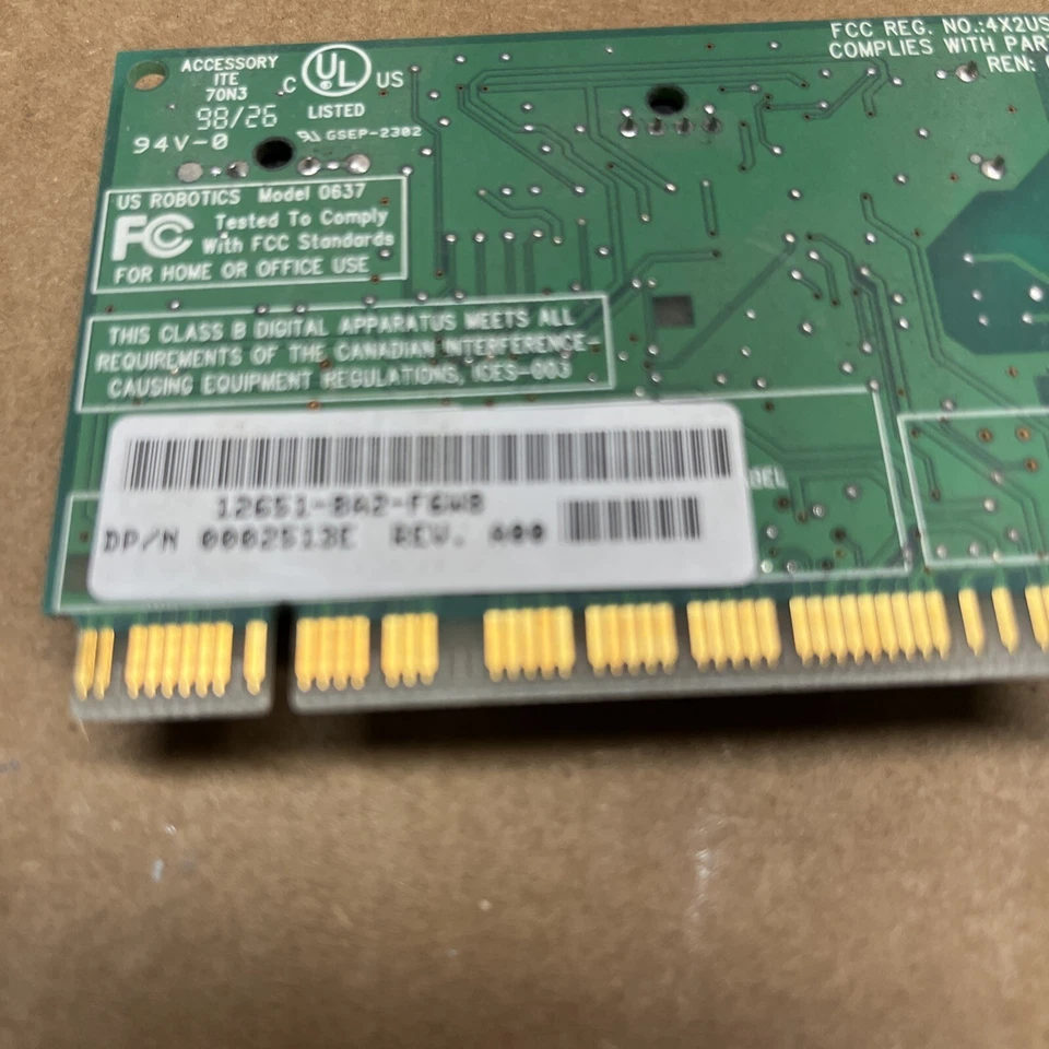 DELL 2513E PCI 56K MODEM 3COM US ROBOTICS 3C0426297400-83010 1.012.0637-D - Image 3 of 4
