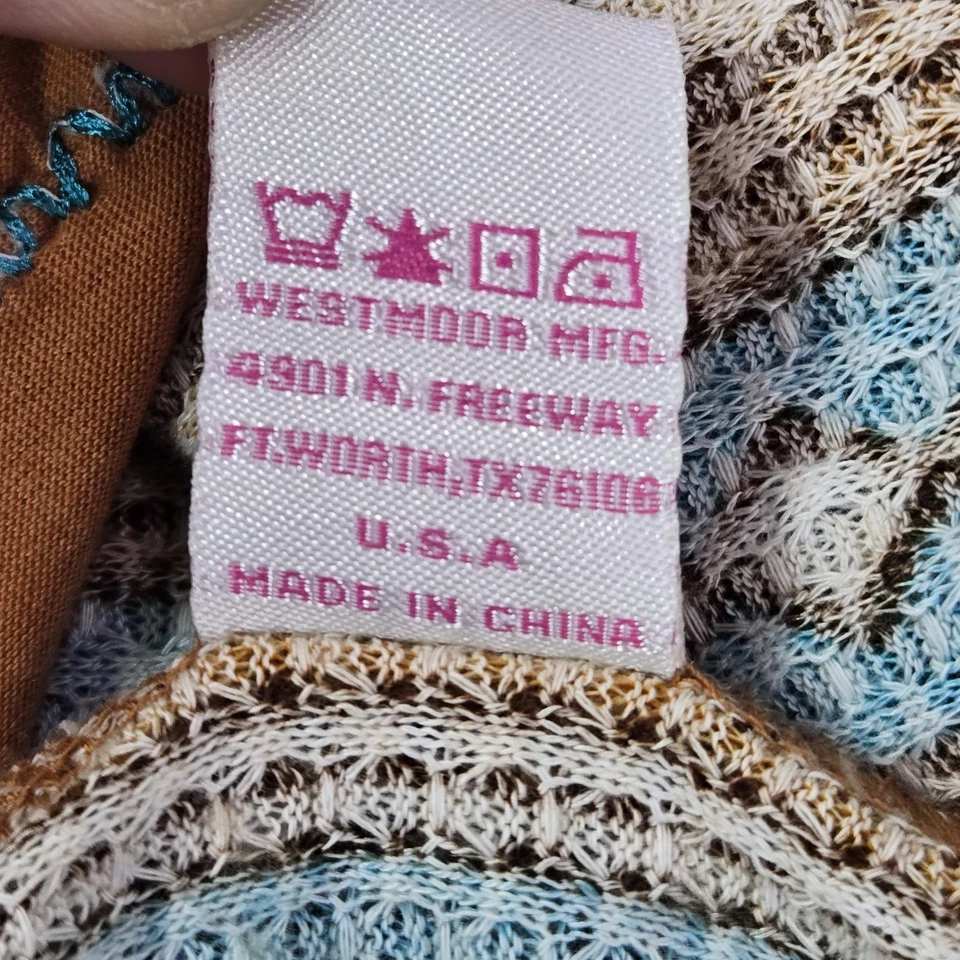 Panhandle Women Hoodie M Brown Geometric Western Aztec Patterned Y2K USA - Image 4 of 4