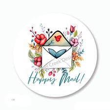 Floral Happy Mail Scrapbook Stickers Envelope Seals Business Mail Party Favors