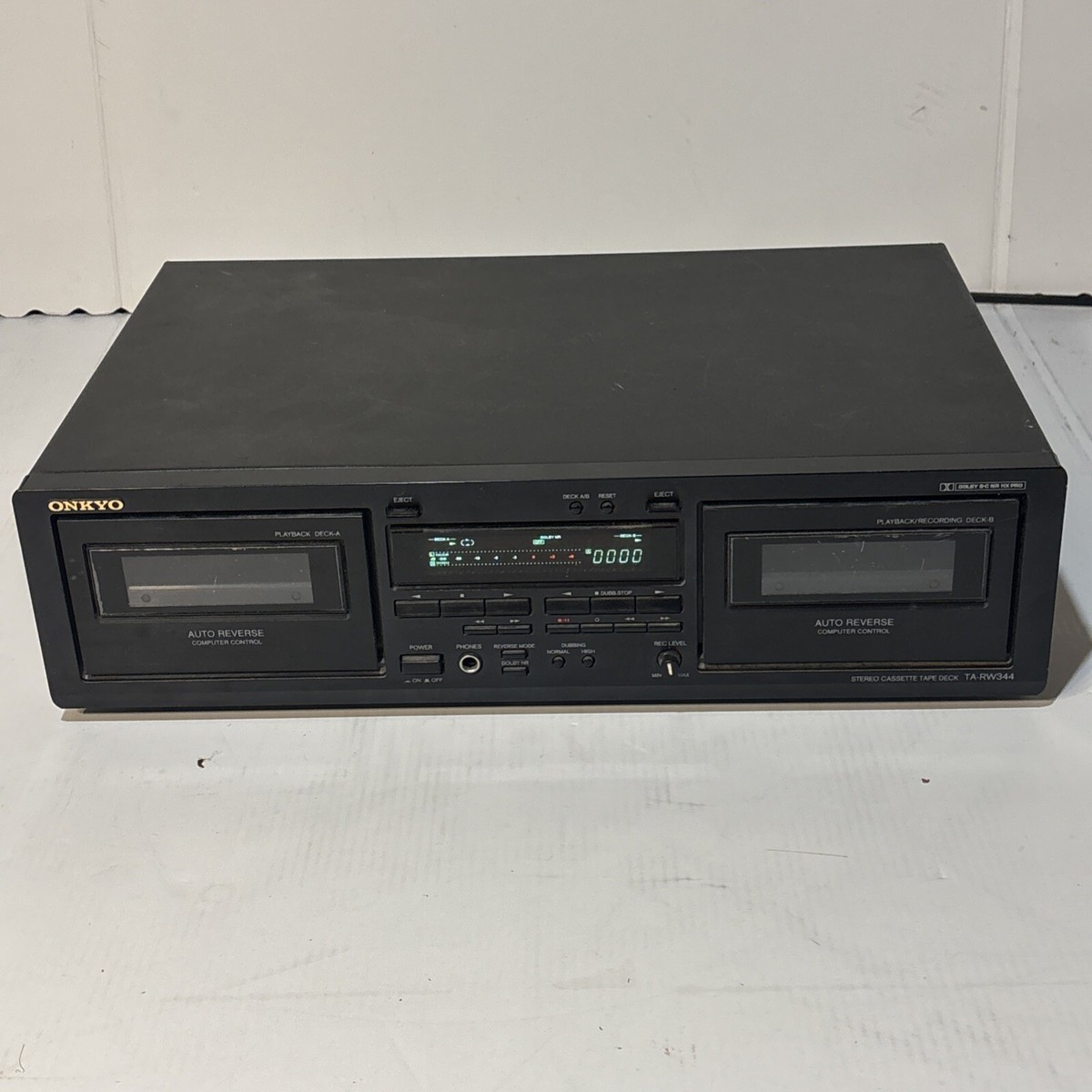 Onkyo TA-RW344 Black Auto Reverse Dual Stereo Cassette Tape Onkyo TA-RW344 Black Auto Reverse Dual Stereo Cassette Tape
