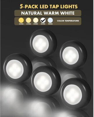 Dream Master Tap Light - 5er Pack LED Puckleuchten, batteriebetrieben, warmes Licht