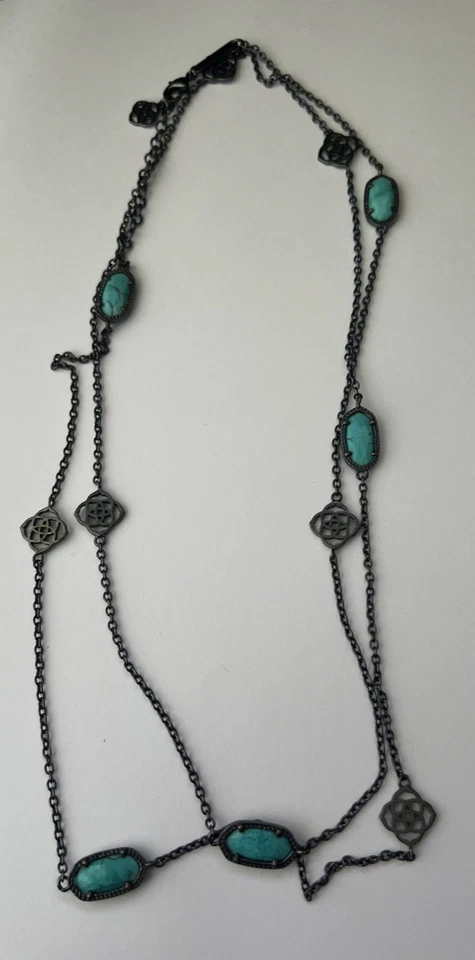 Kendra Scott Sonya Long Station Necklace 40" Black Turquoise Howlite - Image 4 of 4