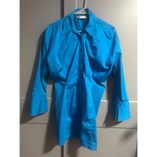 Zara Blogger Favorite Womens Long Sleeve T-Shirt Dress Blue L (Fits More Medium)