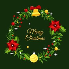 Christmas Wreath Poster Print Holiday Wall Decor 12 X 12 Reproduction