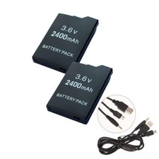 2x Battery for Sony Lite PSP-2000 Silm PSP 2th PSP-3000 PSP-3001 2in1 Cable