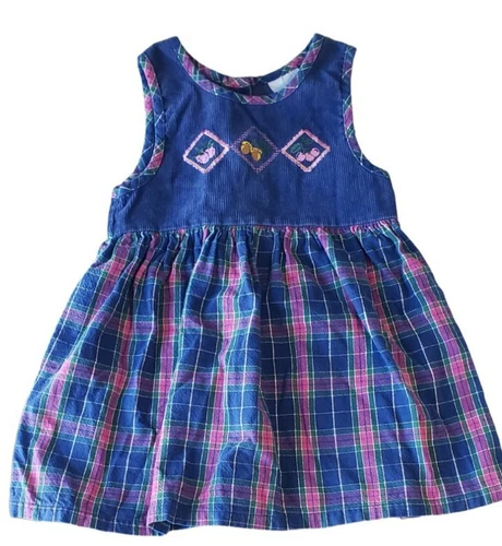 Vintage Healthtex Girls 4T Dress Corduroy Upper Fruit & Acorn Embroidered Fall