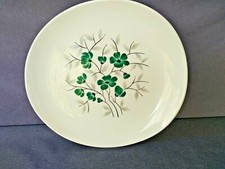 Vintage Hand Painted Aqua Floral 13 5/8" x 12 7/8" Platter Southern/Stetson