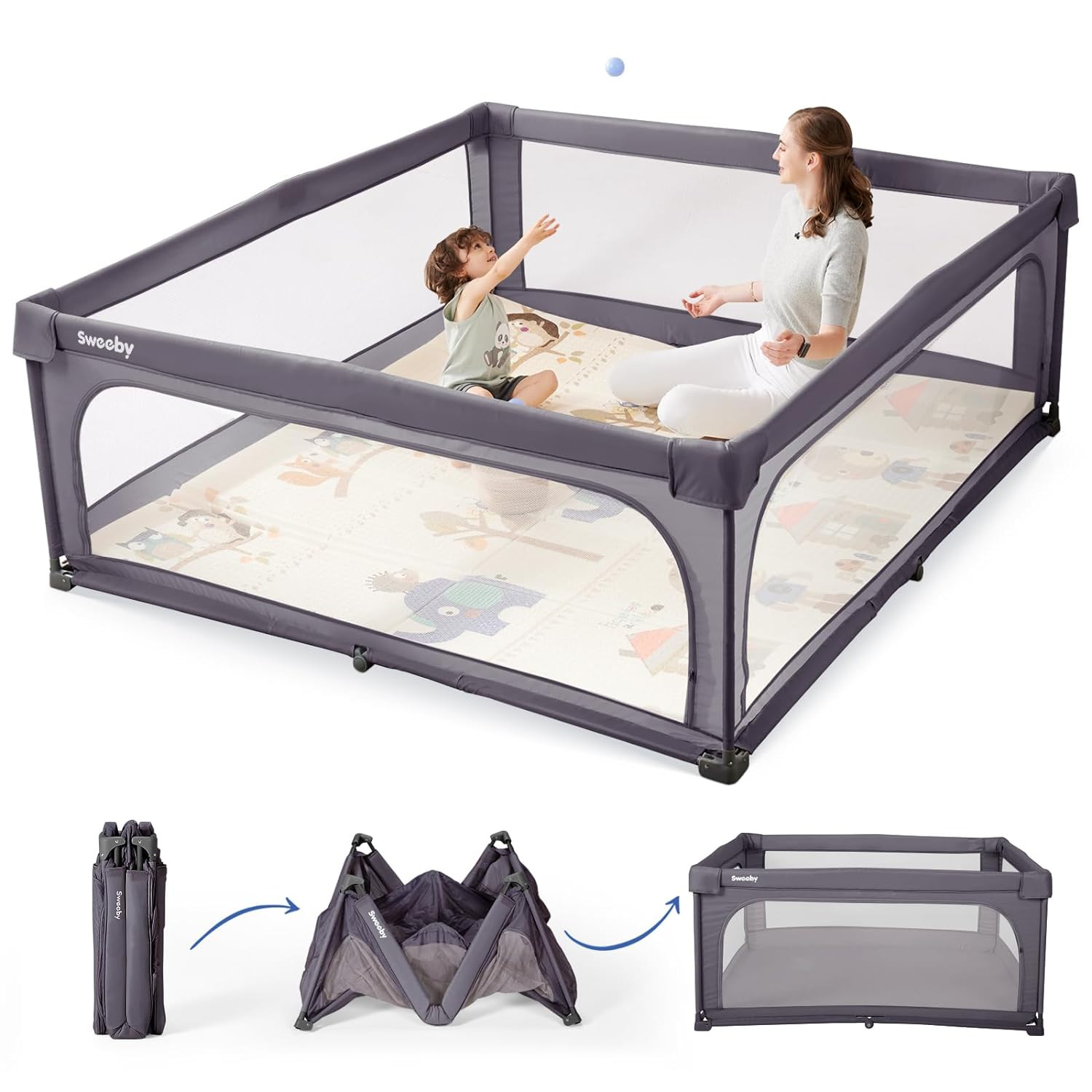Baby Playpen, Portable Foldable Baby Playpens for Babies and Toddlers
