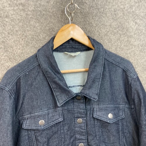 Beme Jacket Womens 18-20 Blue Denim Snap Button Long Sleeve Collared A6503 - Picture 3 of 11