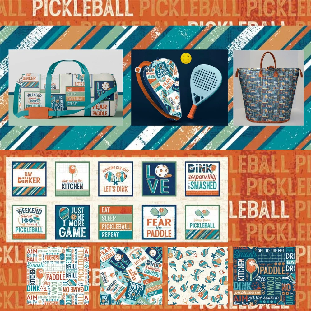 Pickleball Champ 4 Way Text White Fabric PCHA 05266 W By the Half Yard Pickleball Champ 4 Way Text White Fabric PCHA 05266 W By the Half Yard