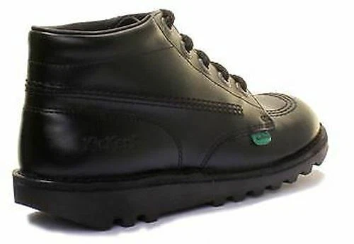 Kickers Kick Hi Lace Up Leather Boots Boy Shoes In Black Size US 4 - 7 - Image 3 of 4