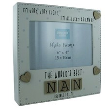 Image of Photo Frame The Worlds Best Nan Grandmother Gift Letter Tiles Wood Cream 6x4" 