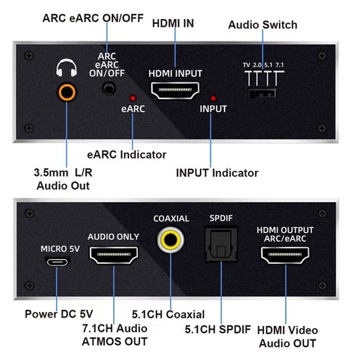 4K 60Hz/120Hz HDMI Splitter with Audio Extractor HDR HDMI 2.0 Audio Converter - Picture 4 of 22
