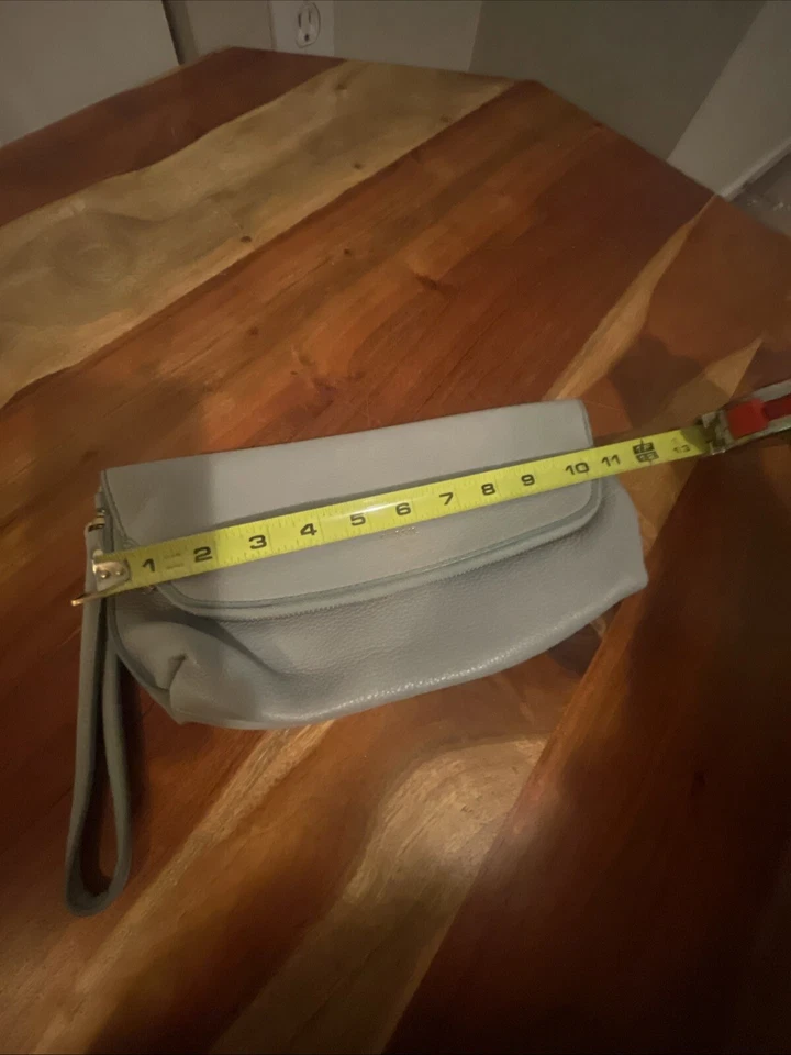 Bolso clutch plegable gris azulado fósil con muñeca vintage Foto 4 de 4