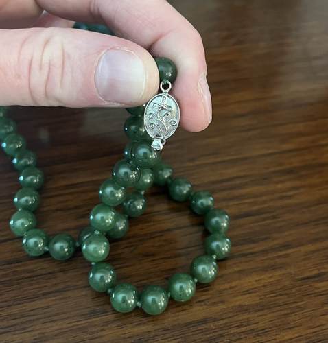 Vintage Genuine JADE Beaded Necklace Ornate Hand Carved Pendant $995 APPRAISAL - Picture 5 of 12