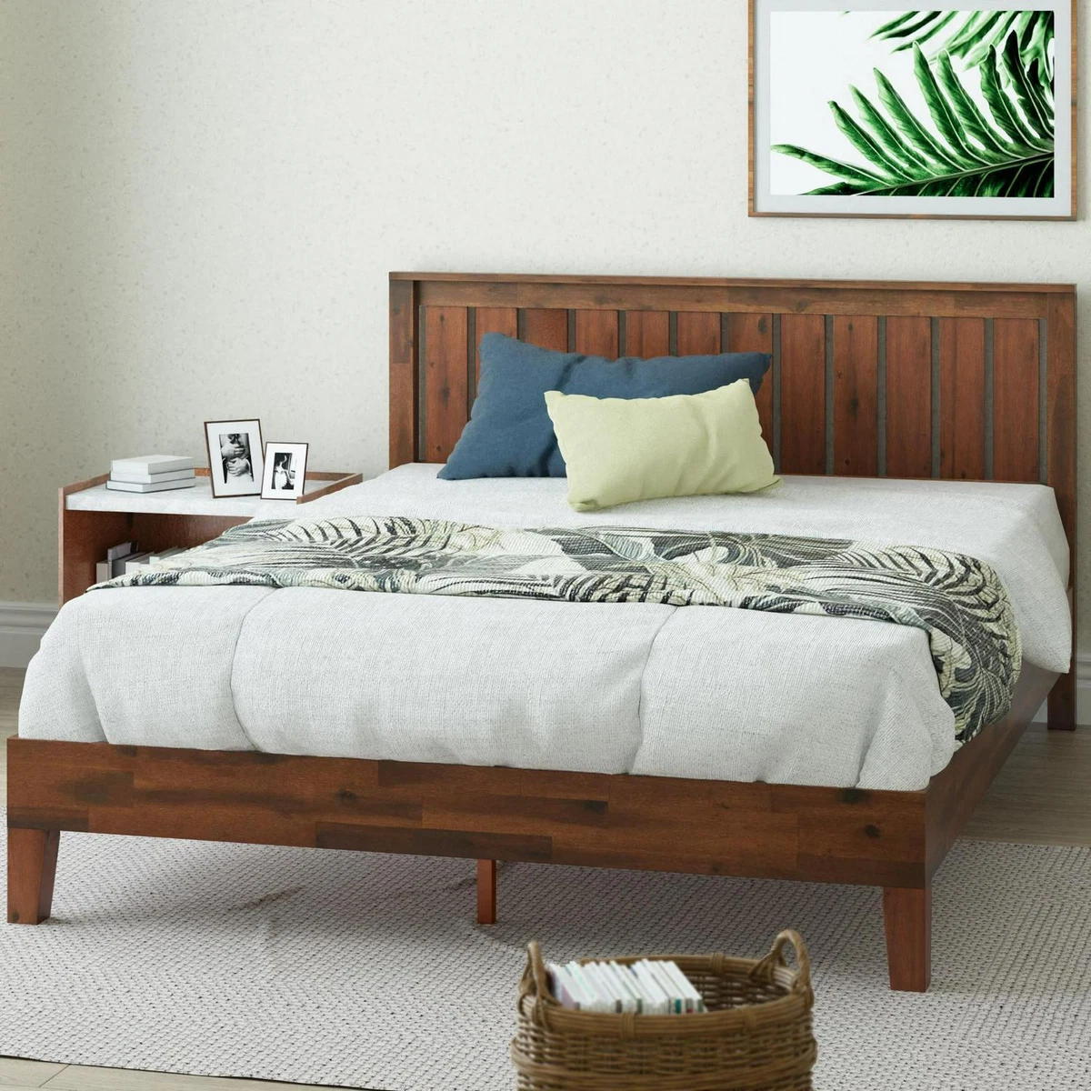 King Size Bed Frame Modern Farmhouse Bedroom Headboard Solid Wood