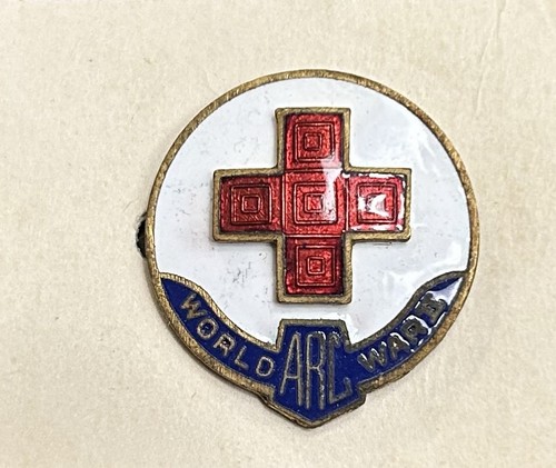 Vintage Enamel World War II Era Red Cross ARC American Red Cross Pin Badge