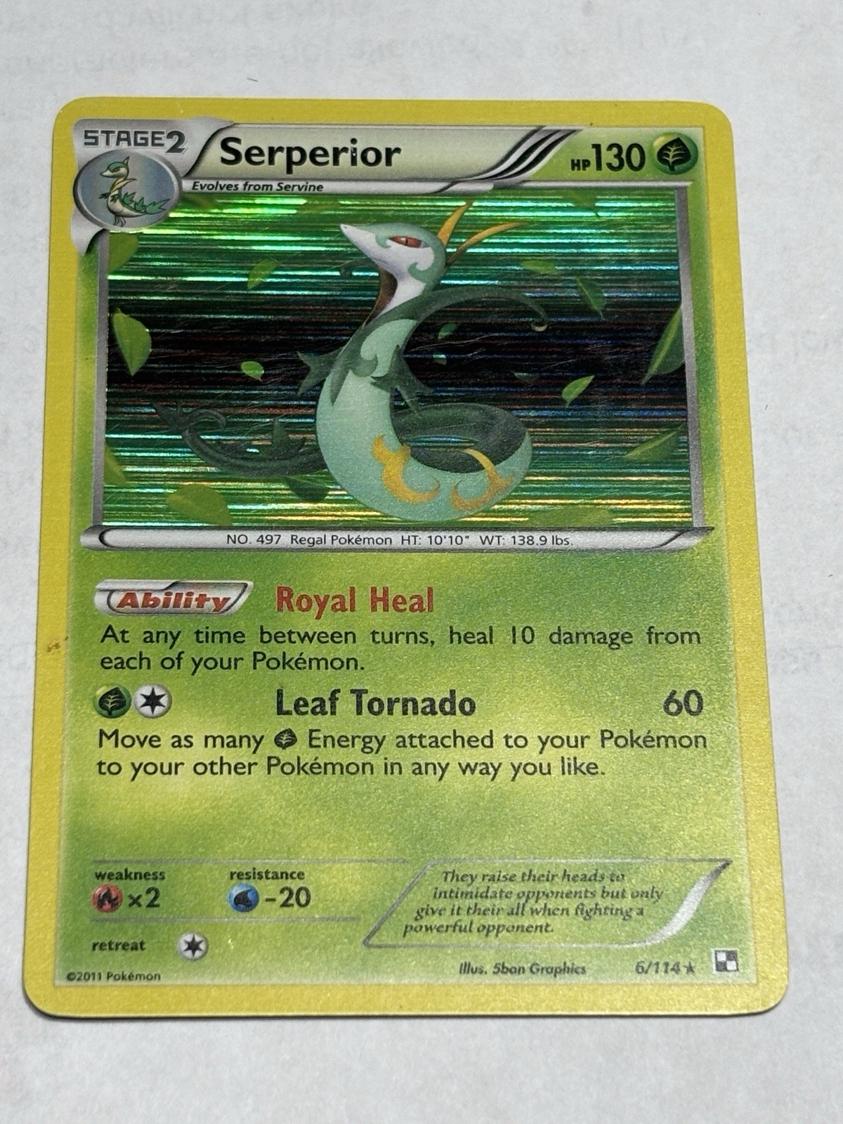 Pokemon TCG Black and White Serperior REVERSE HOLOFOIL 6/114 NM