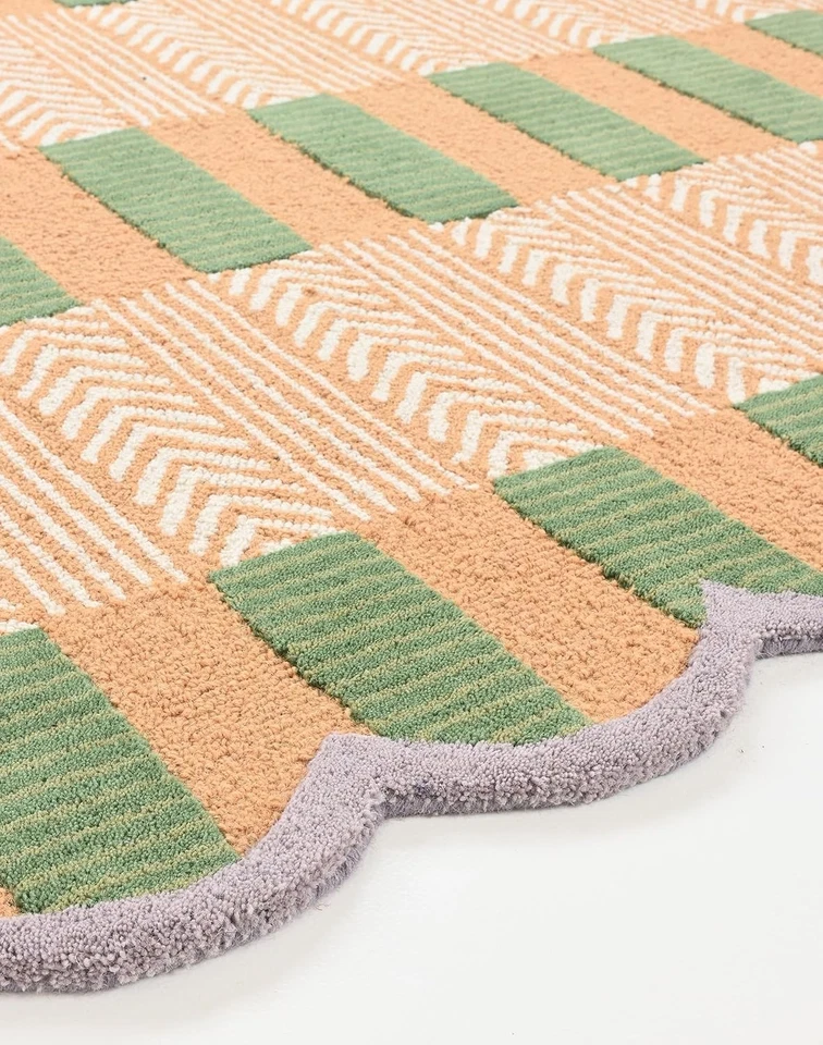 Hand-Tufted Wool Rug 9x12 8x10 ft - Nordic Knots Green Design, Handmade Area Rug - Image 2 of 2