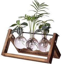 Kingbuy Plant Propagation Station, 3 Glass Bulb 3 Vase, Transparent