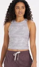 Vuori Elevation Plyo Tank Womens XS Gray Camo Sports Bra High Neck Cropped Sport