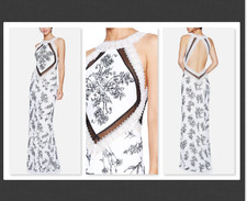 NEW Tadashi Shoji Clotide Halter Tulle Lace Gown White/Black Size 10  B855