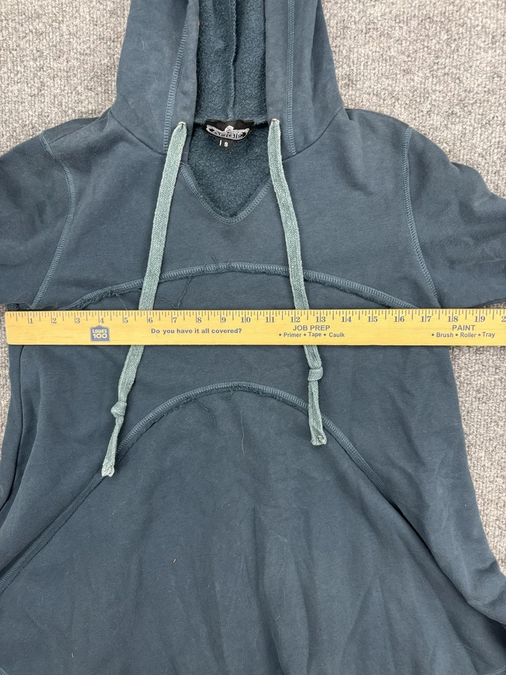 Sudadera con Capucha Angie Para Mujer Pequeña Gris Manga Larga Pullover Túnica Boho Acampanado Dobladillo Informal Foto 4 de 4