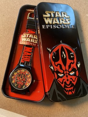 STAR WARS Rare Episode 1 Darth Maul Watch 1999 Japanese Ed. Unisex Mint in Tin