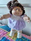 Vintage 1985 Cabbage Patch Kid, Single Brown Ponytail, Brown Eyes, HM8 -Glasses