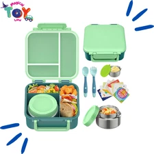 Kids Bento Lunch Box with 9oz Soup Thermo – 4 Compartment Leakproof Lunch box