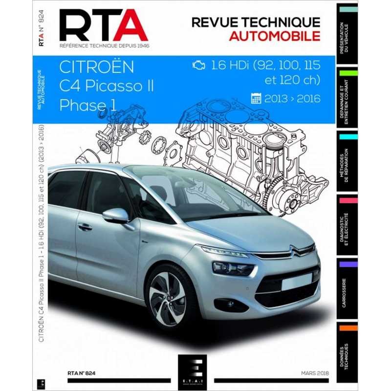 RTA 824 Citroen C4 Picasso Phase 1 revue technique pour reparer et economiser de 2013 a 2017