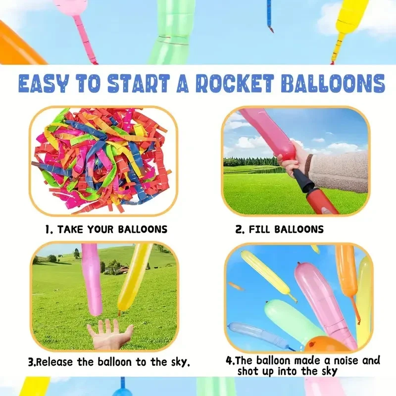 Globos largos de látex en forma de cohete 100 un. para bodas, cumpleaños y fiestas de payasos Foto 4 de 4