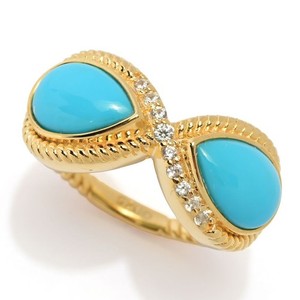 Authentic Elemental Gems 18K Gold Plated Sleeping Beauty Turquoise Infinity Braided Ring