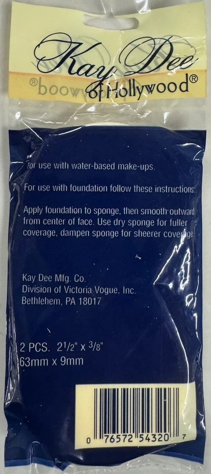 12 Kay Dee of Hollywood Polvo Cosmético Puff 100% Algodón Terciopelo Victoria Vogue Foto 3 de 4