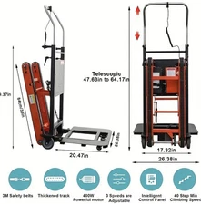 400W Electric Stair Climbing Hand Truck 441lbs Heavy Duty Folding Dolly Cart