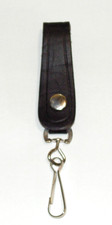 Black Leather Loop Keychain Snapping Strap Fob Key Ring Clip