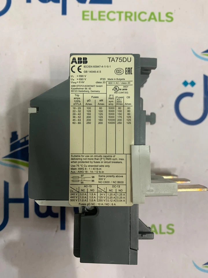 ABB TA75DU-52-20 THERMAL OVERLOAD RELAY 36-52 A 1SAZ321401R1004 FREE SHIPPING - Image 4 of 4