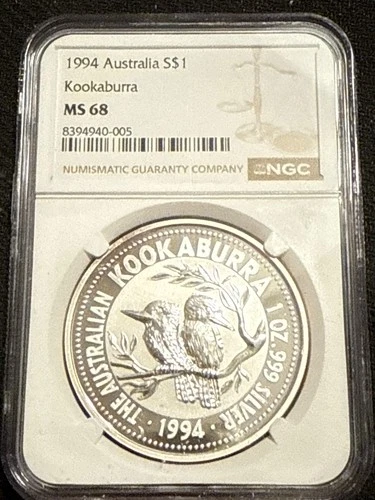 1994 $1 Australia Kookaburra 1 oz .999 Silver - NGC MS 68-