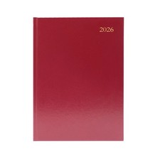 5 Star A5 Desk Diary 2026 Two Days Per Page Burgundy Office Planner Journal