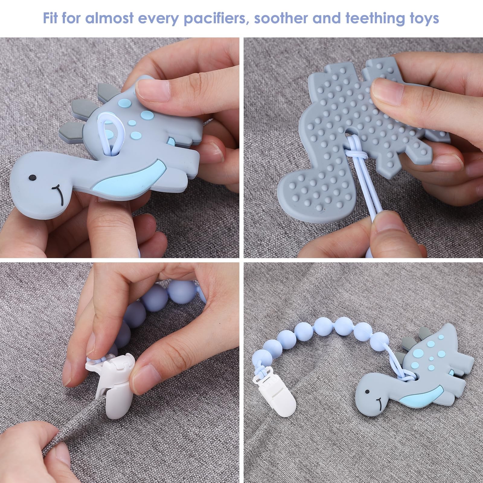 4-Pack Silicone Pacifier Clips for Baby Boys and Girls - with One-Piece Beads,