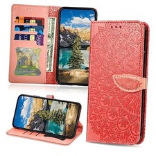 Case Compatible with PU Leather Wallet Case for Women Men, Moto Edge 2021 Red