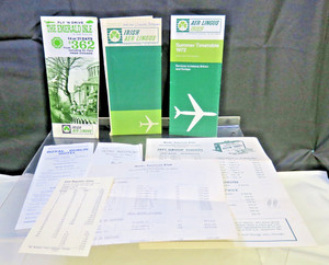 Irish Aer Lingus Airlines Timetable, Ticket Envelope, Brochures & More 1970's