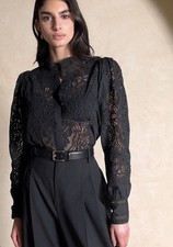 Banana Republic S SMALL Black Mariana Lace Blouse, Gorgeous Blouse Top 240 NWT