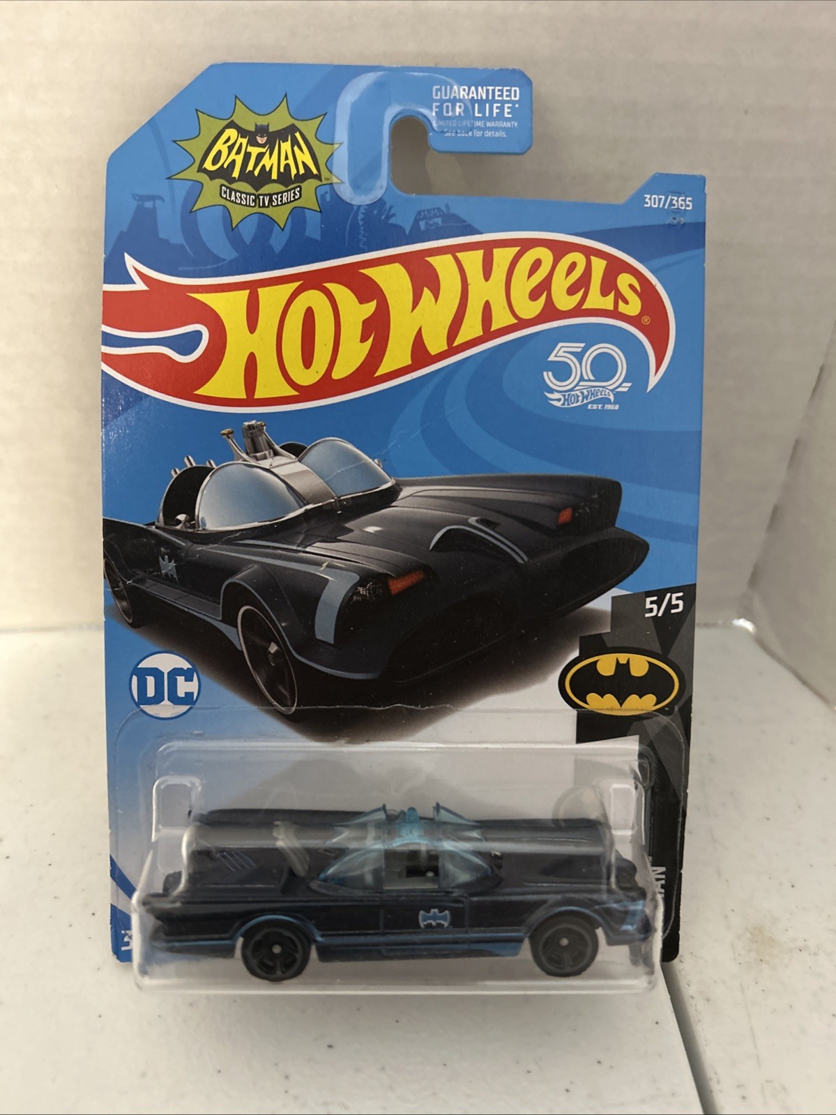 Hot Wheels 2017 50th Batman Classic TV Series BATMOBILE #307 5/5 BLUE/BLUE
