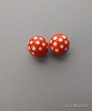 Super Vintage Lucite Round Orange Beads with White Polka Dots 16mm. Pack of 2.