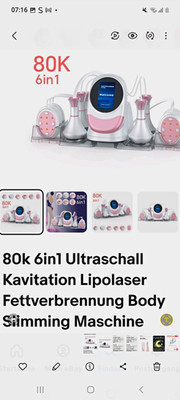 80K 6-in-1 Ultraschall-Kavitation Lipolaser Body Slimming Gerät Weiß/Rosa