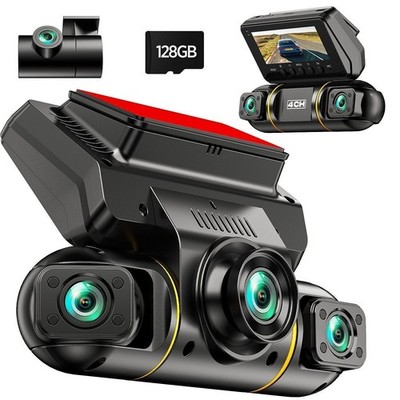 LAMTTO 360° Dash Camera 4 Channel Dash Cam HD 1080P 4 Lens Driving Recorder 128G