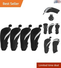 Stylish Black Golf Hybrid Head Covers Set with Dial Tags for Easy Organization